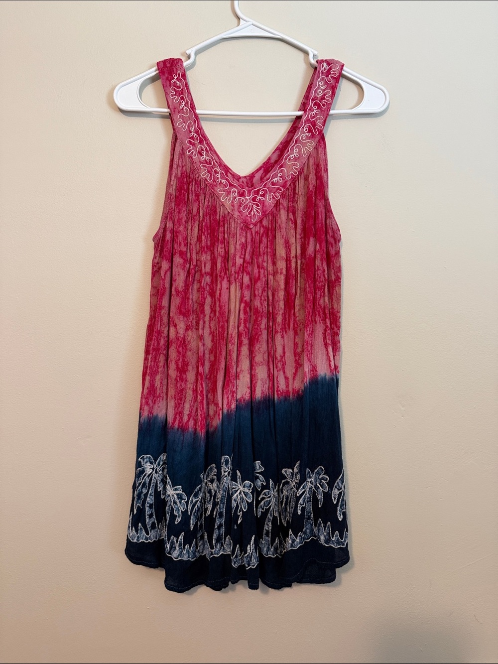India boutique Pink and Navy Tie-Dye Sleeveless Sundress/shirt freesize NWOT